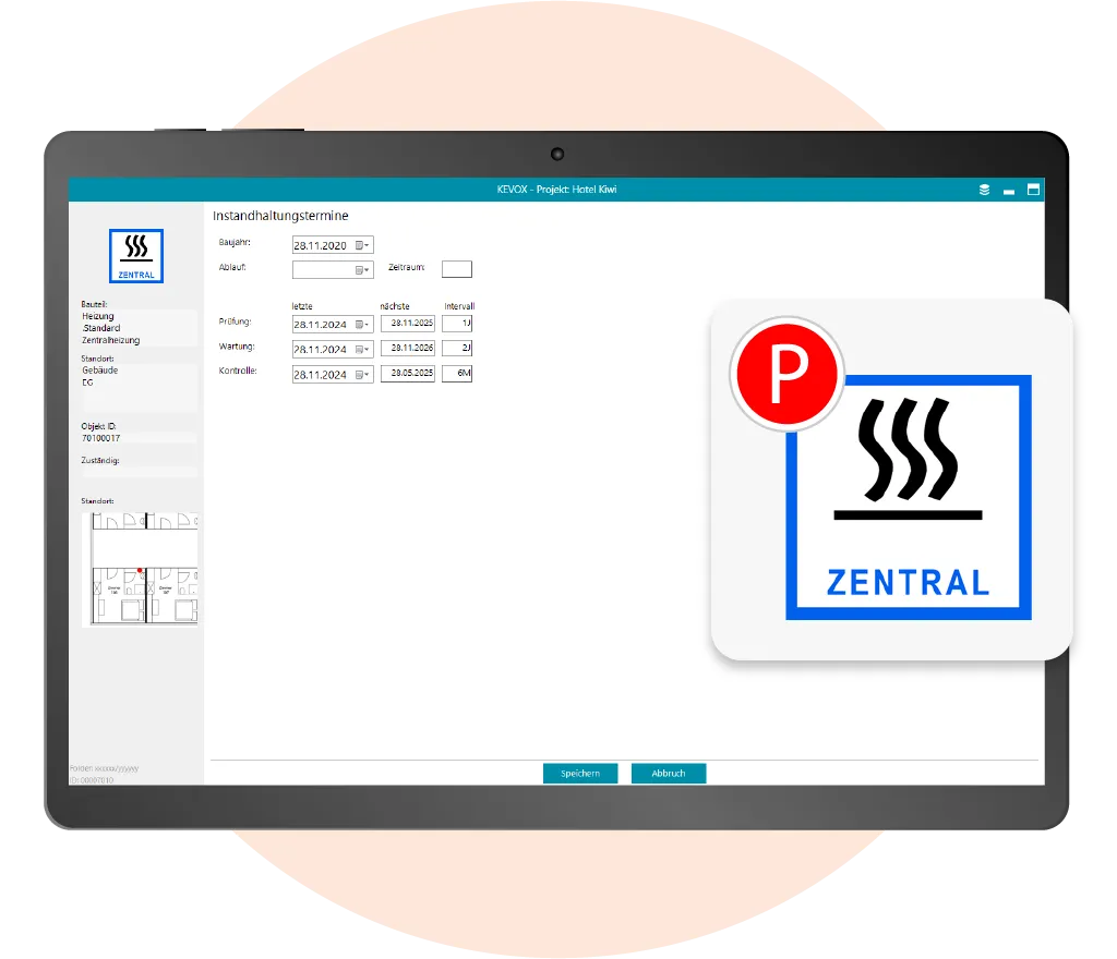 Instandhaltungsübersicht von Heizungs- und Raumtechniksystemen mit der SHK Software.