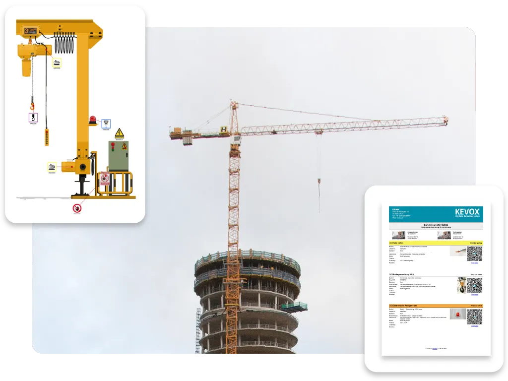 Visualisierung von Krananlagen-Management mit der Kranprüfung Software.