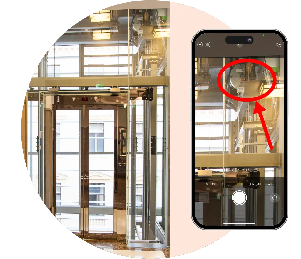 Detaillierte Fotodokumentation eines Aufzugs über das KEVOX-System